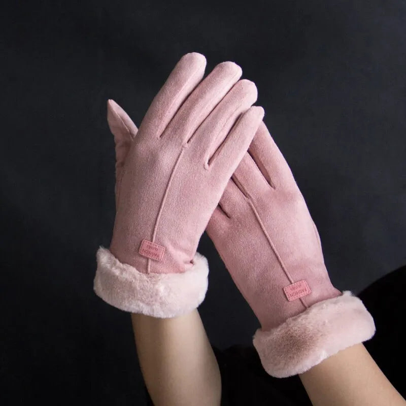 VelvTouch Women Genuine Suede Winter Thermal Fleece Lined Gloves