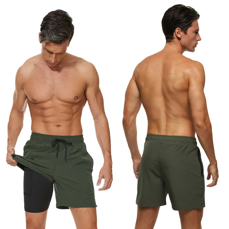 Sammy Jackson Dylan Men Quick Dry Compression Swim Trunks With Zip Pockets