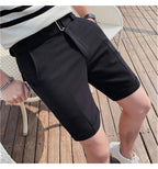 Sammy Jackson Quinten Slim Fit Men's Plaid Knee Length Shorts With Belt