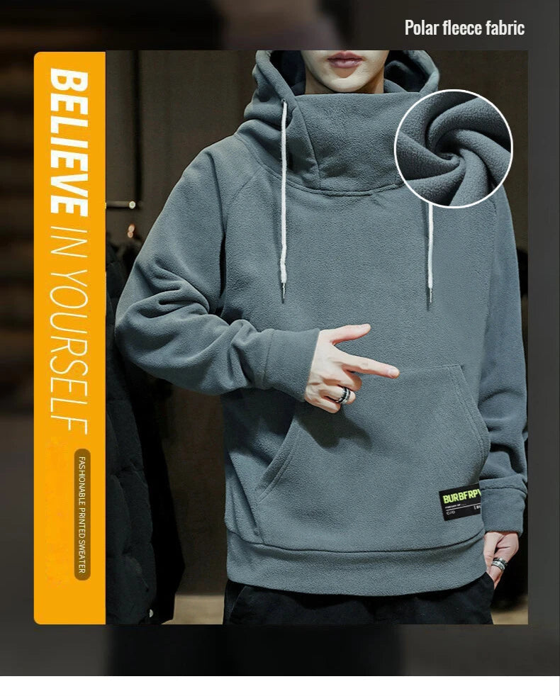 Sammy Jackson Warm Oversized Fleece Lined Street Hoodie Black