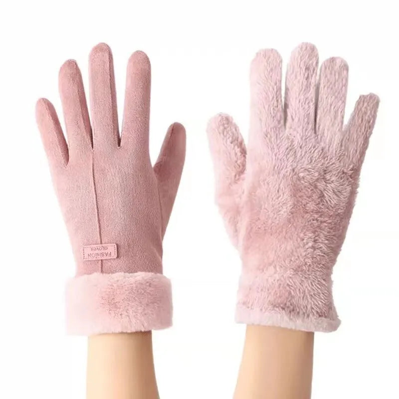 VelvTouch Women Genuine Suede Winter Thermal Fleece Lined Gloves