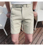 Sammy Jackson Quinten Slim Fit Men's Plaid Knee Length Shorts With Belt