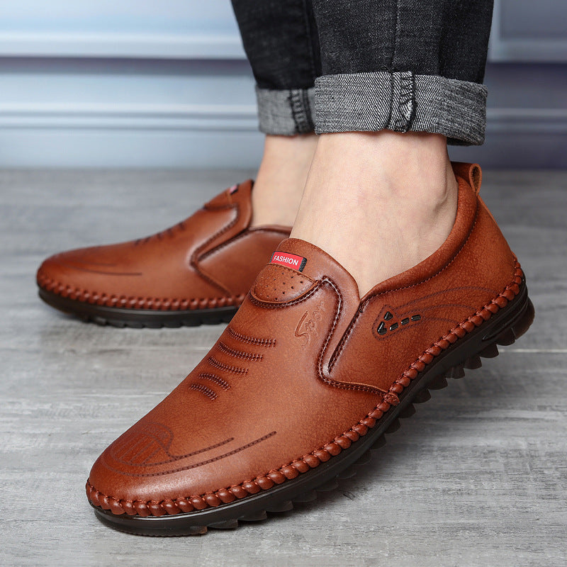 SteadFast Men's Slip On Loafers Leather Round Toe Moccasin Sole