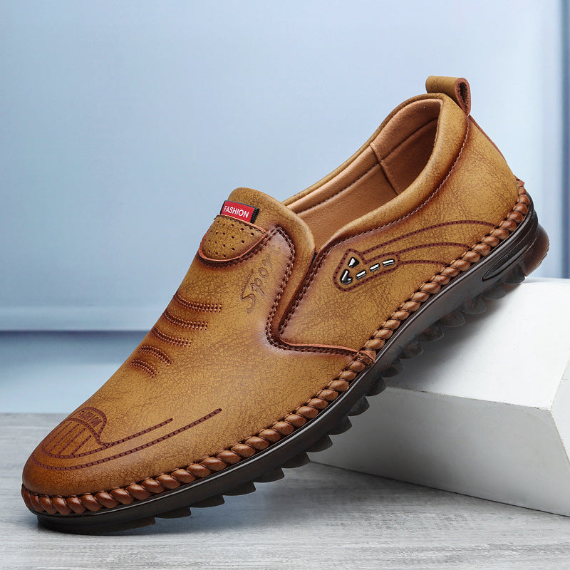 SteadFast Men's Slip On Loafers Leather Round Toe Moccasin Sole