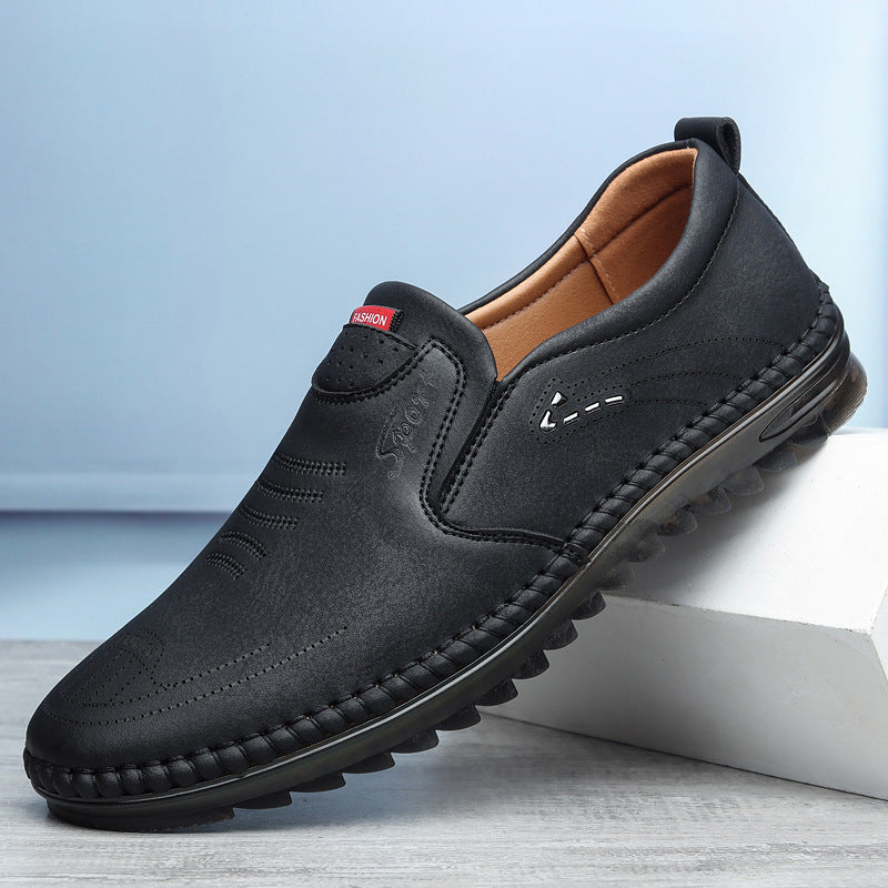 SteadFast Men's Slip On Loafers Leather Round Toe Moccasin Sole