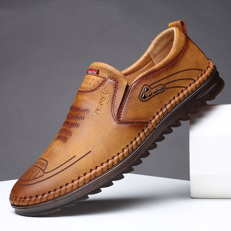 SteadFast Men's Slip On Loafers Leather Round Toe Moccasin Sole