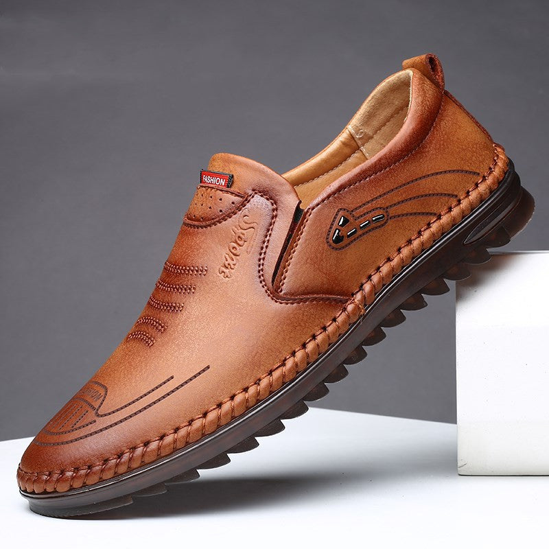 SteadFast Men's Slip On Loafers Leather Round Toe Moccasin Sole
