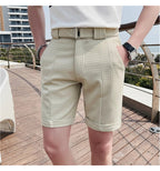Sammy Jackson Quinten Slim Fit Men's Plaid Knee Length Shorts With Belt