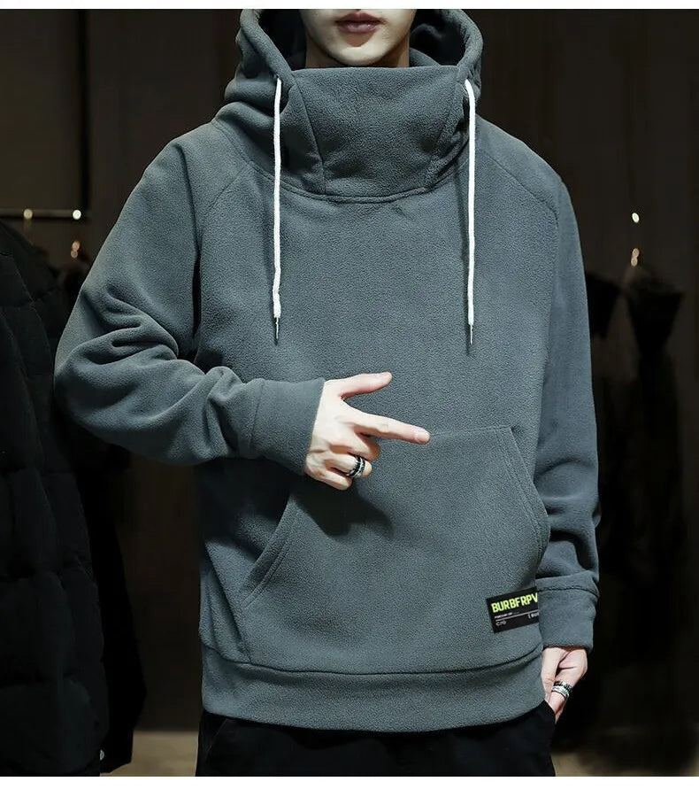 Sammy Jackson Warm Oversized Fleece Lined Street Hoodie Black