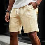 Men's Classic Relaxed Fit Linen Blend Pinstripe Drawstring Shorts