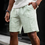 Men's Classic Relaxed Fit Linen Blend Pinstripe Drawstring Shorts