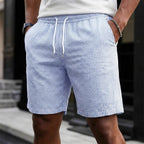 Men's Classic Relaxed Fit Linen Blend Pinstripe Drawstring Shorts