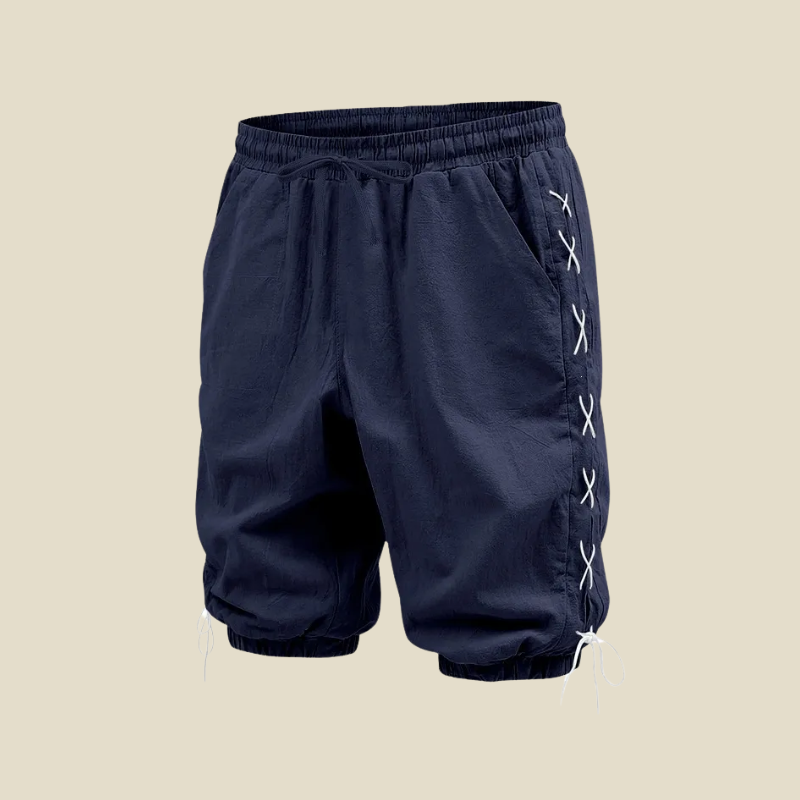 Men's Relaxed Fit Lace Up Side Shorts With Elastic Cuffs And Drawstring Waist