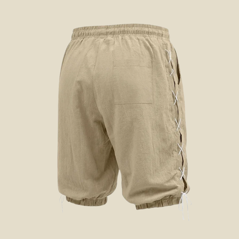 Men's Relaxed Fit Lace Up Side Shorts With Elastic Cuffs And Drawstring Waist