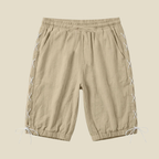 Men's Relaxed Fit Lace Up Side Shorts With Elastic Cuffs And Drawstring Waist