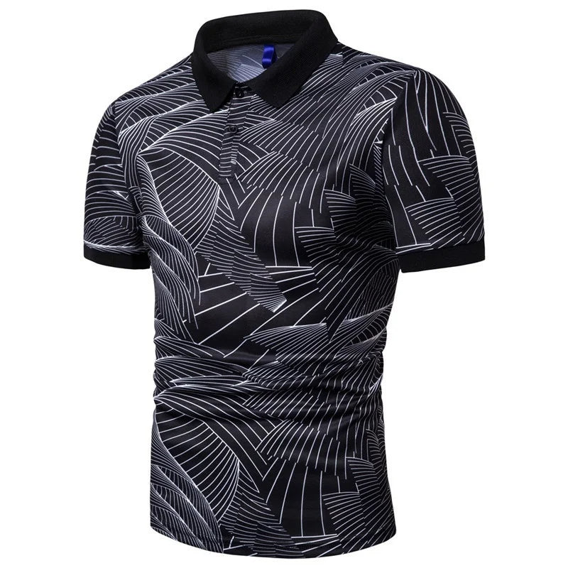 Sammy Jackson Stefan Golf Print Casual Short Sleeve Polo Shirt