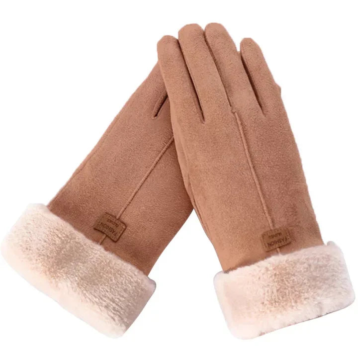 VelvTouch Women Genuine Suede Winter Thermal Fleece Lined Gloves