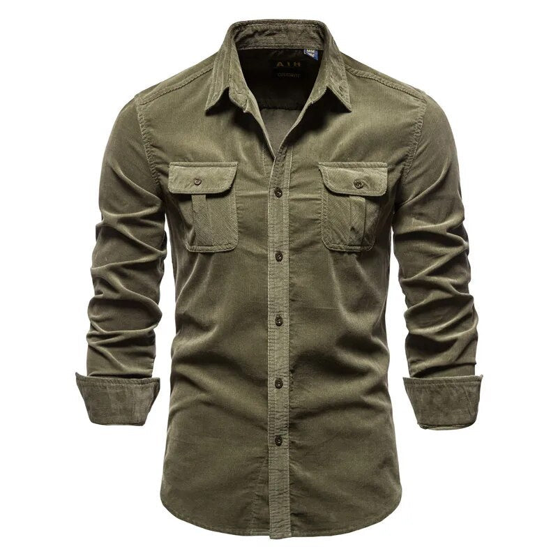 Sammy Jackson Classic Casual Corduroy Pure Cotton Button Shirt