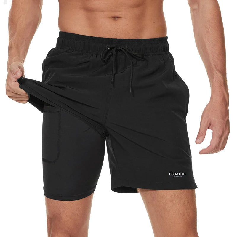 Sammy Jackson Dylan Men Quick Dry Compression Swim Trunks With Zip Pockets
