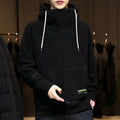 Sammy Jackson Warm Oversized Fleece Lined Street Hoodie Black
