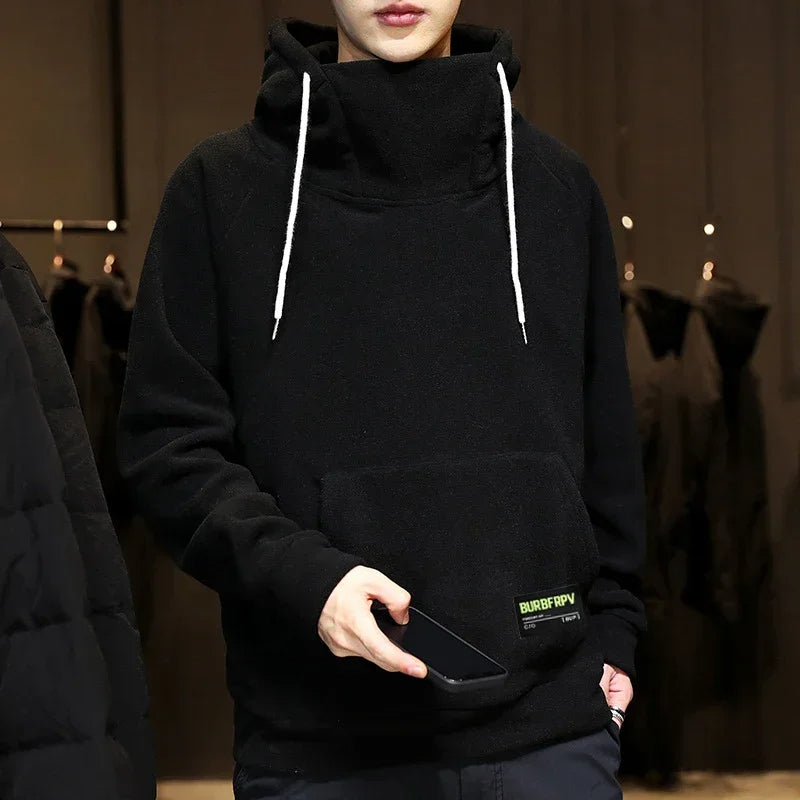 Sammy Jackson Warm Oversized Fleece Lined Street Hoodie Black
