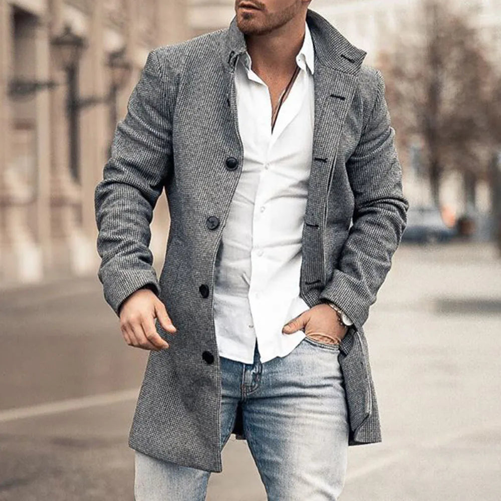 Sammy Jackson Long Jacket Casual Slim Fit Button Closure Outerwear