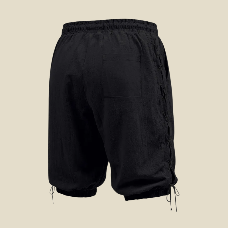 Men's Relaxed Fit Lace Up Side Shorts With Elastic Cuffs And Drawstring Waist