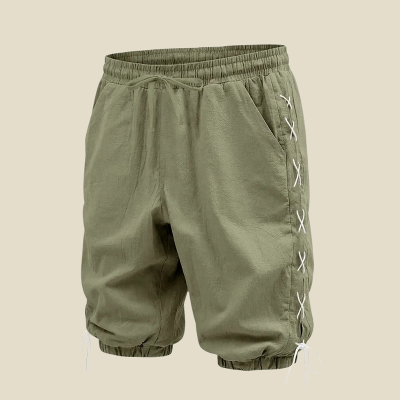 Men's Relaxed Fit Lace Up Side Shorts With Elastic Cuffs And Drawstring Waist