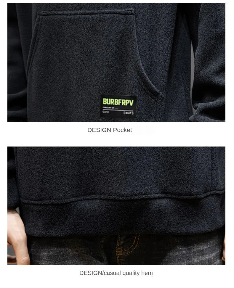 Sammy Jackson Warm Oversized Fleece Lined Street Hoodie Black