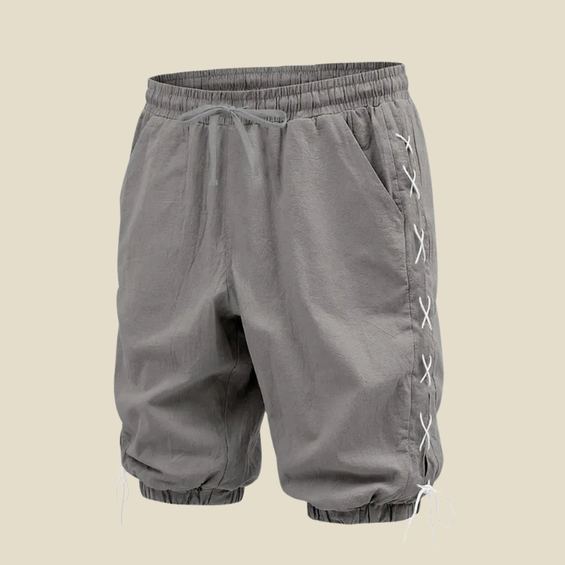 Men's Relaxed Fit Lace Up Side Shorts With Elastic Cuffs And Drawstring Waist
