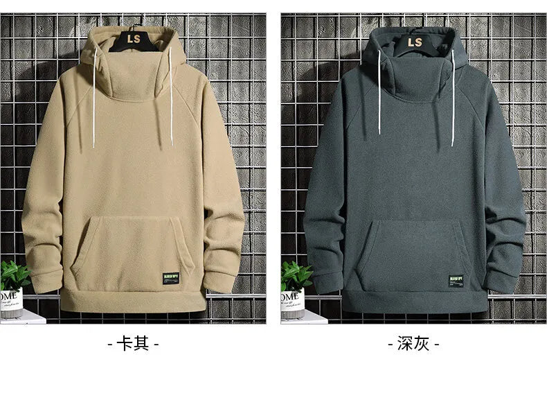 Sammy Jackson Warm Oversized Fleece Lined Street Hoodie Black
