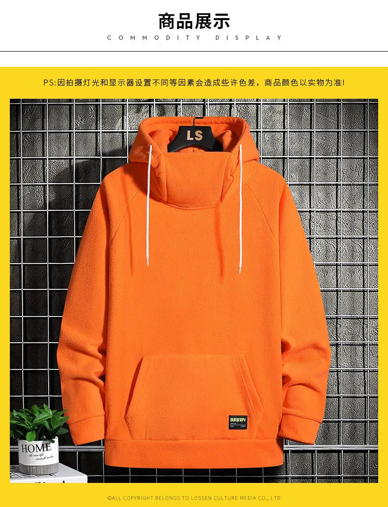 Sammy Jackson Warm Oversized Fleece Lined Street Hoodie Black