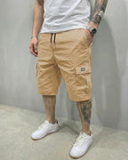 Mens Cargo Shorts With Drawstring Waist And Large Flap Pockets