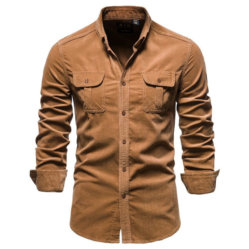 Sammy Jackson Classic Casual Corduroy Pure Cotton Button Shirt