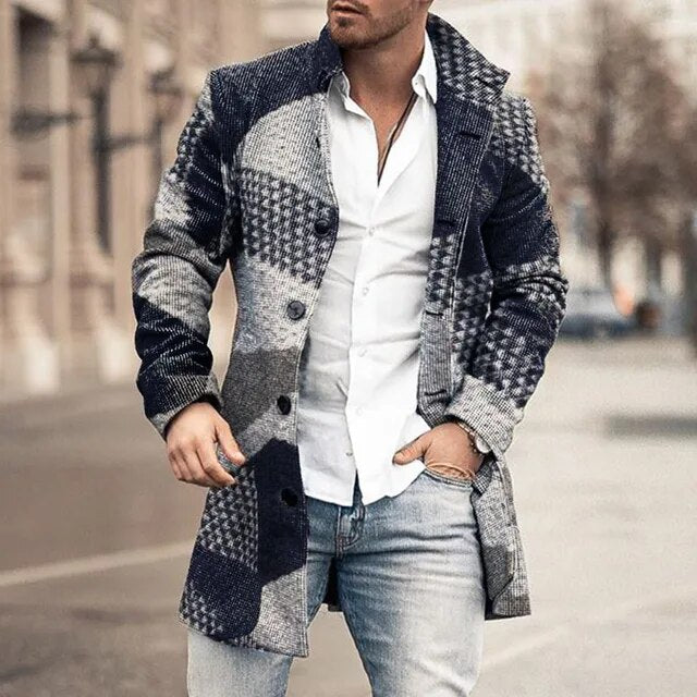 Sammy Jackson Long Jacket Casual Slim Fit Button Closure Outerwear