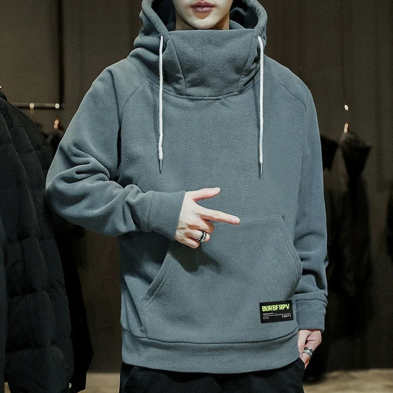 Sammy Jackson Warm Oversized Fleece Lined Street Hoodie Black