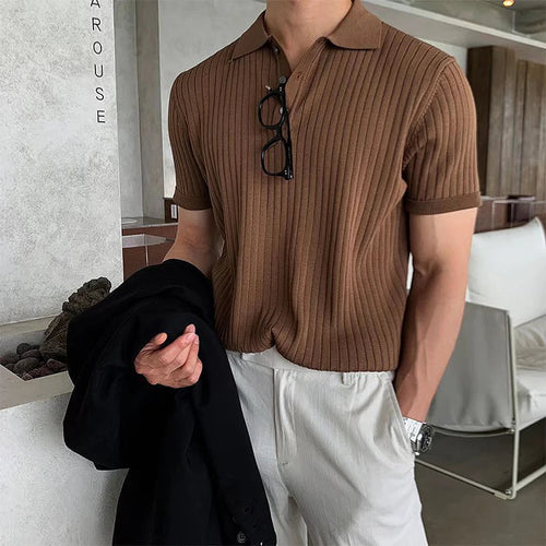 Ademend And Luxe Sammy Jackson Men Striped Knit Short Sleeve Tshirt