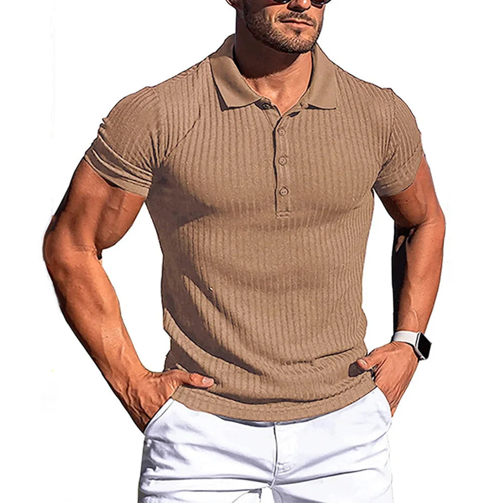Sammy Jackson Gert Men's Short Sleeve Striped Navy Polo Shirt