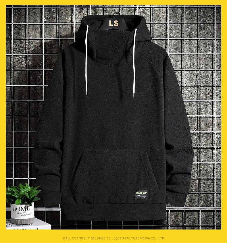 Sammy Jackson Warm Oversized Fleece Lined Street Hoodie Black