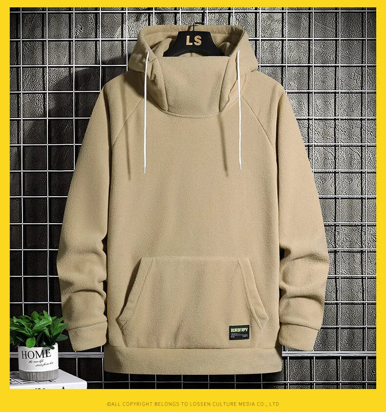 Sammy Jackson Warm Oversized Fleece Lined Street Hoodie Black