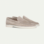 Men's Premium Suede Loafers Featuring Contrast Stitching And White Sole