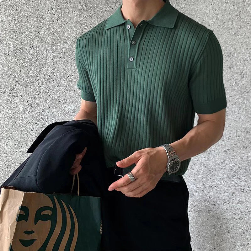 Ademend And Luxe Sammy Jackson Men Striped Knit Short Sleeve Tshirt