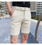 Sammy Jackson Quinten Slim Fit Men's Plaid Knee Length Shorts With Belt