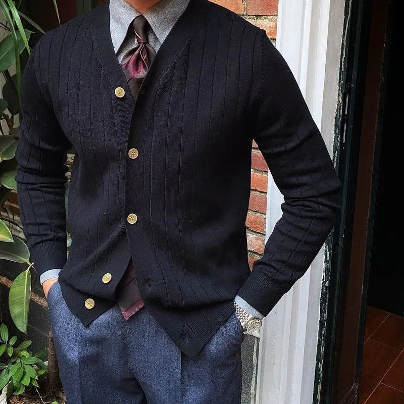 Sammy Jackson Mens Slim Fit Tijn Knitted Long Sleeve Cardigan