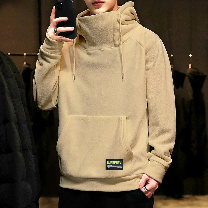 Sammy Jackson Warm Oversized Fleece Lined Street Hoodie Black