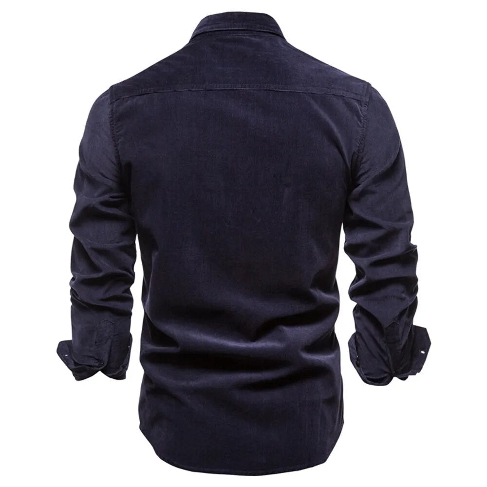 Sammy Jackson Classic Casual Corduroy Pure Cotton Button Shirt