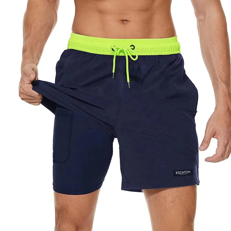 Sammy Jackson Dylan Men Quick Dry Compression Swim Trunks With Zip Pockets