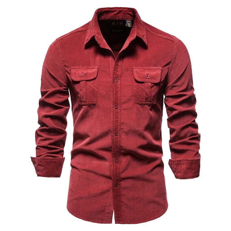 Sammy Jackson Classic Casual Corduroy Pure Cotton Button Shirt