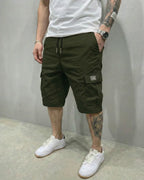 Mens Cargo Shorts With Drawstring Waist And Large Flap Pockets