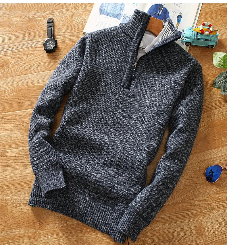 Sammy Jackson Mens Heavy Weight Wool Half Zip Winter Sweater